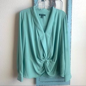 INC International Concepts Sage Green Long Sleeve Blouse